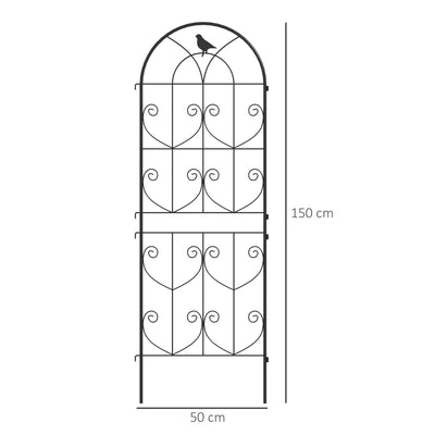 Outsunny Set of 2 Garden Trellis, Metal Fence Panels for Climbing Outdoor Plants, Flowers, 150 x 50cm 