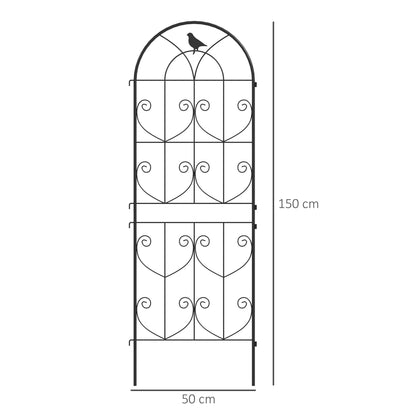 Outsunny Set of 2 Garden Trellis, Metal Fence Panels for Climbing Outdoor Plants, Flowers, 150 x 50cm 
