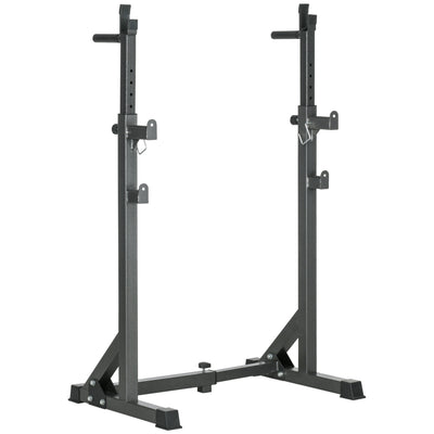 SPORTNOW Heavy Duty Barbell Squat Rack, Adjustable and Multifunctional Weight Power Stand, for Home, Gym - Black 