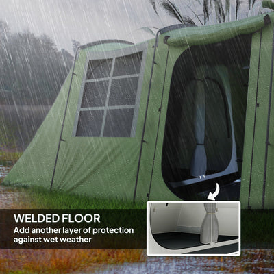 Outsunny 3-4 Man Tunnel Tent, Family Camping Tent with Porch, Bedroom and Living Area, Sewn in Groundsheet, 3000mm Waterproof, Portable with Bag for Hiking, Festival, Backpacking, Green 