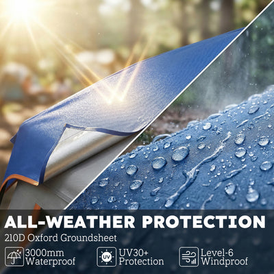 Outsunny Cabin Tent Easy Setup 3000mm Waterproof Camping Tent 4 Person with Carrying Bag Blue 