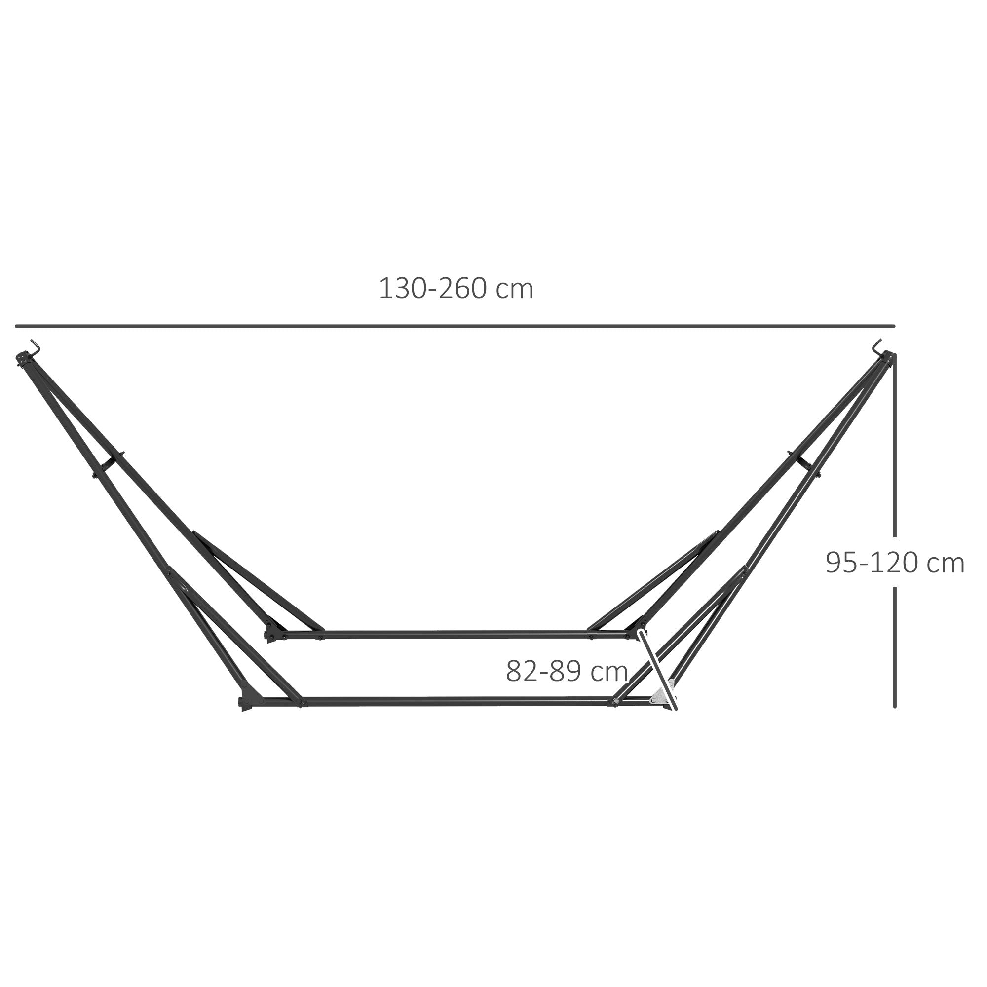 Outsunny Foldable Hammock Stand, Portable Hammock with Metal Frame, 2 in 1 Hammock Net Stand, Hammock Chair Stand with Carry Bag, Load Capacity 120kg, for Patio, Garden, Yard, Black 