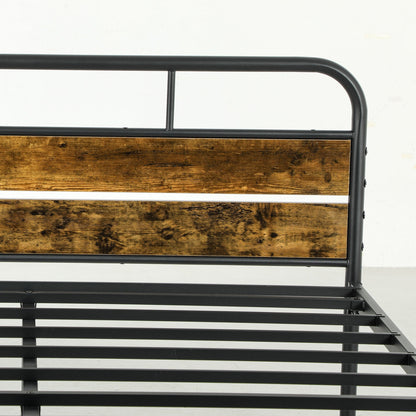 HOMCOM Industrial-Style King Bed Frame - Black/Brown 