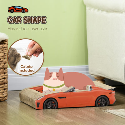 PawHut 2 in 1 Cat Scratching Board with Catnip, Car-shaped 