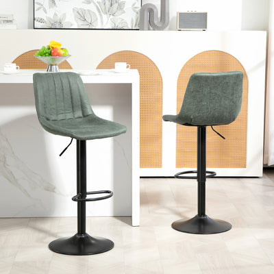HOMCOM Set of Two Retro Tub Bar Stools - Green 