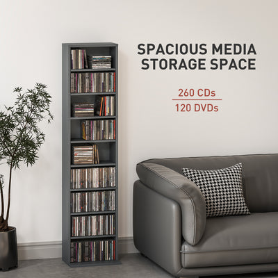 HOMCOM 260 Narrow CD Storage Unit - Grey 