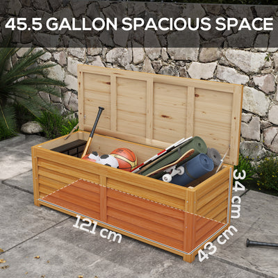 Outsunny 292L Outdoor Storage Box, Wooden Deck Box Garden Storage Container for Balcony, Porch, Poolside, Light Brown 