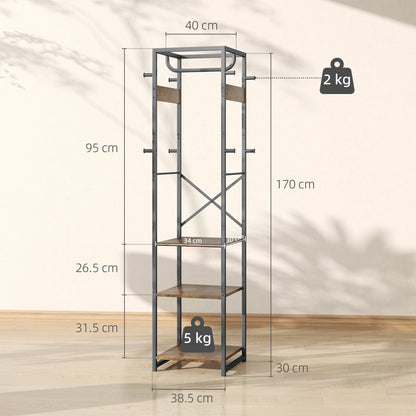 HOMCOM Multi-Storage Clothes Rack - Brown/Black 