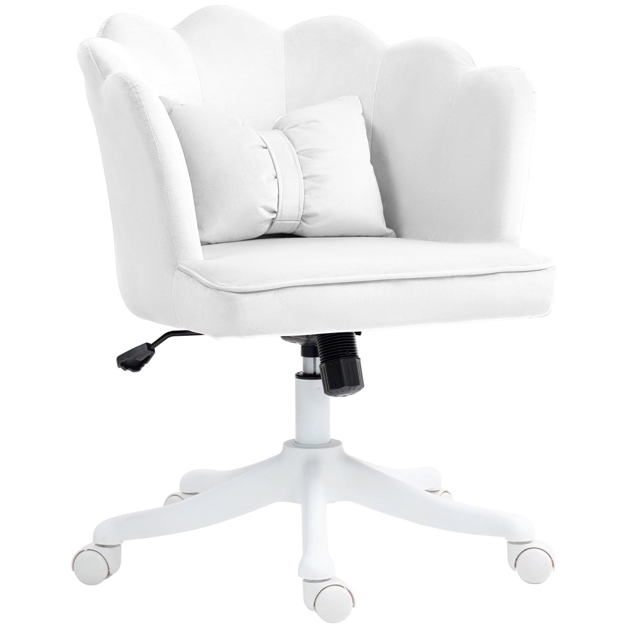 HOMCOM Velvet-Feel Petal Back Office Chair - White 