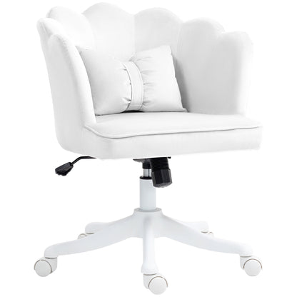 HOMCOM Velvet-Feel Petal Back Office Chair - White 