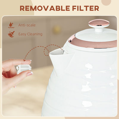 HOMCOM 3kW Rapid Boil Honeycomb Kettle - Cream 