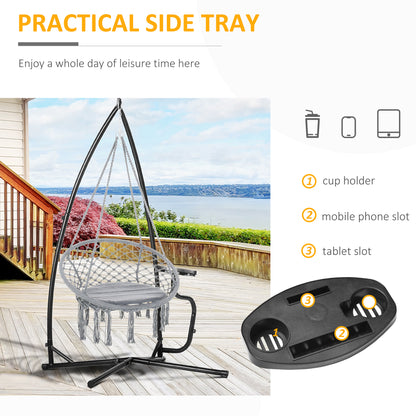 Outsunny Hammock Chair Stand Only Construction Heavy Duty Metal C-Stand for Hanging Hammock Chair Porch Swing Indoor or Outdoor Use 