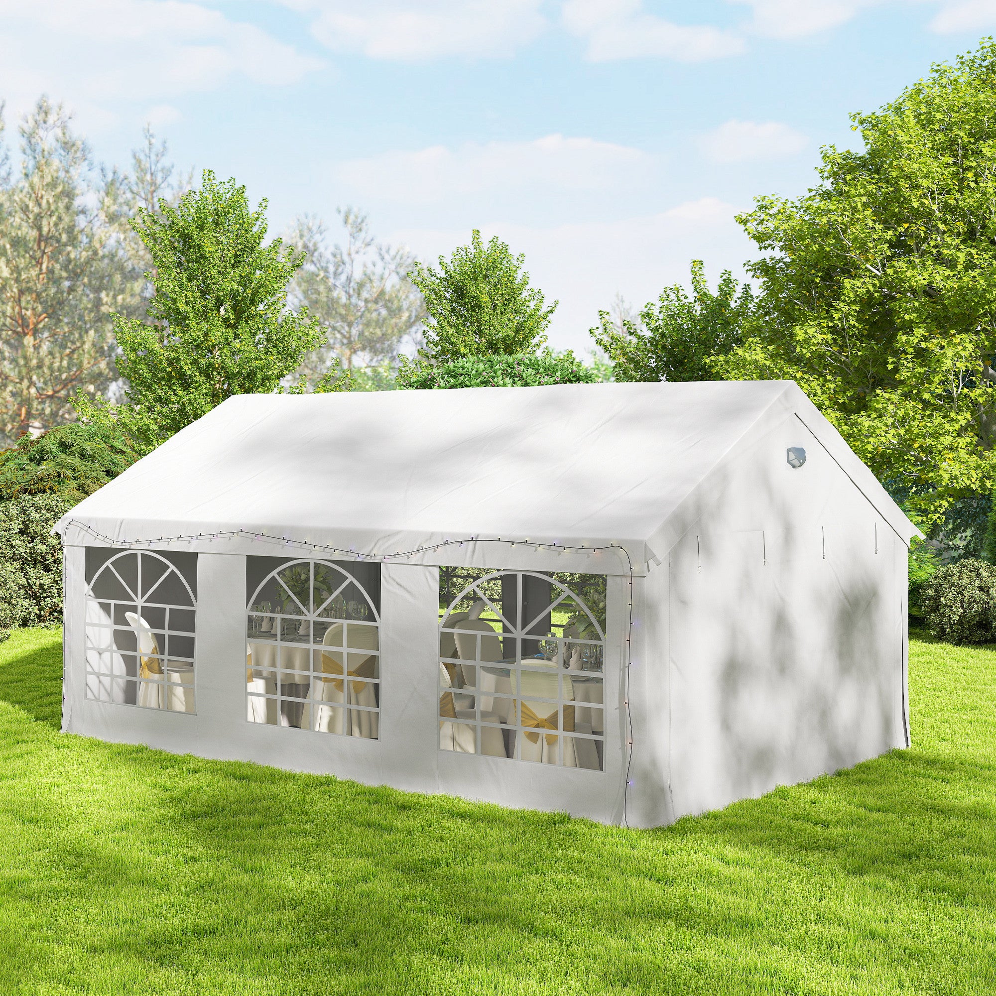 Outsunny 6 x 4 m Party Tent, Heavy Duty Gazebo Canopy with Windows, Outdoor Party Wedding Tent with 4 Removable Sidewalls 