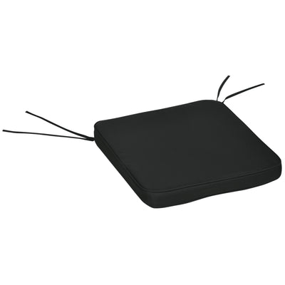 Outsunny Set of 6 Chair Cushion Seat Pads Dining Chair w/ Straps Indoor Outdoor Removable Tie On Garden Patio Black 