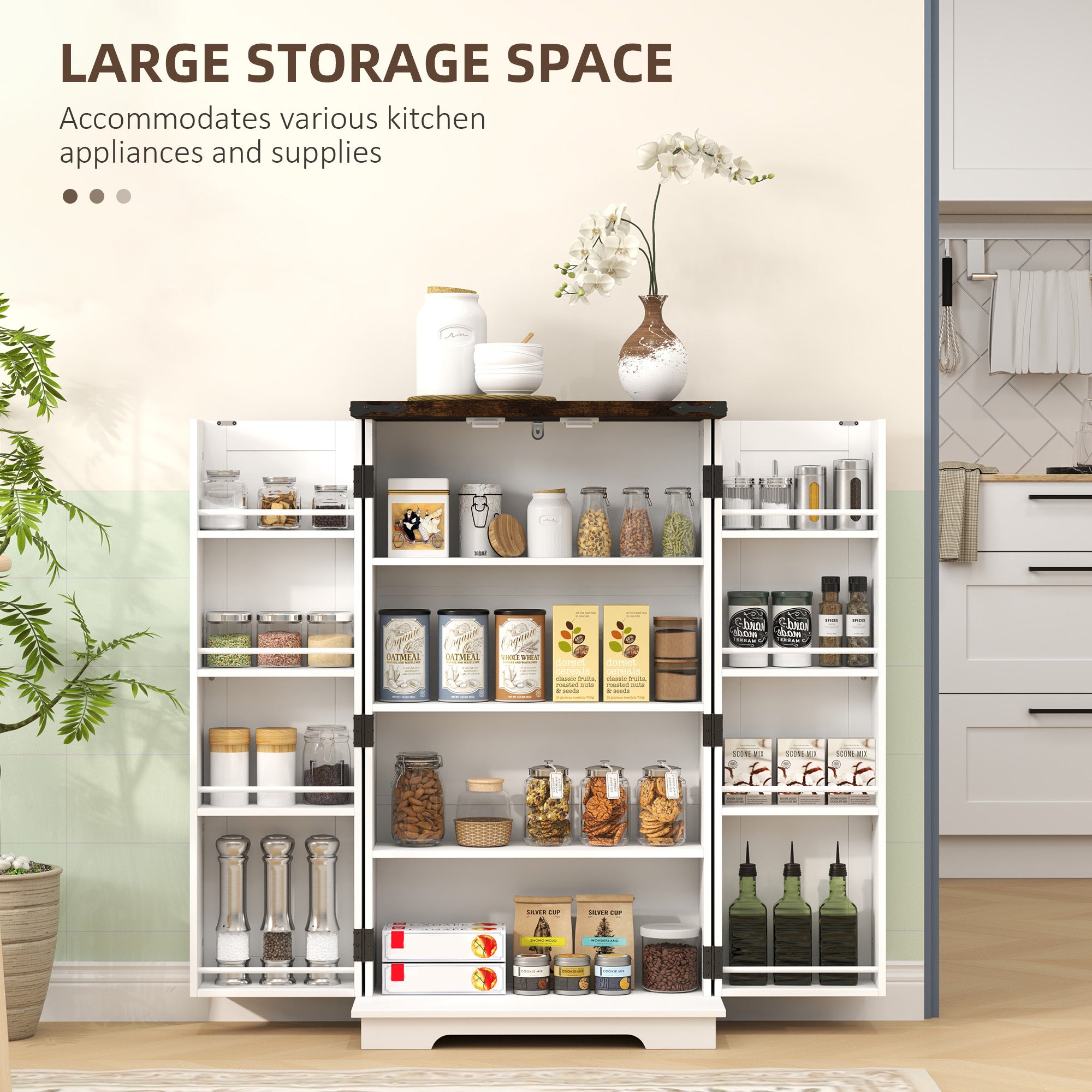 HOMCOM Multi-Storage Farmhouse Style Cabinet - White 
