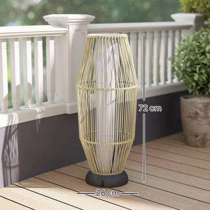 Outsunny Garden Rattan Lamp, 72 cm Tall Solar Rattan Floor Lamp, Solar Garden Light with Auto On/Off LED, IP44 for Outdoor, Porch, Pathway, Terrace, Grey 