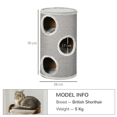PawHut Cat Climbing Frame, Covered with Sisal, Cosy Platform - Light Grey 