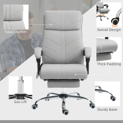 Vinsetto Faux Leather Massage Office Chair - Light Grey 