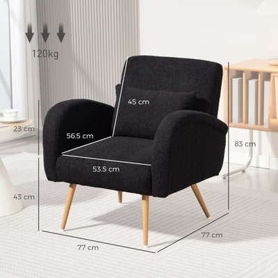 HOMCOM Teddy Fleece Accent Chair - Black 