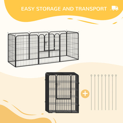 PawHut 8 Panels Heavy Duty Puppy Playpen, for Large, Medium Dogs, Indoor and Outdoor Use - Black 