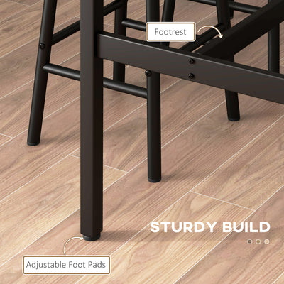 HOMCOM 3 Piece Bar Table Set with 2 Stools, Industrial Bar Table and Stool Set, Dining Table and Chair Set, Grey 