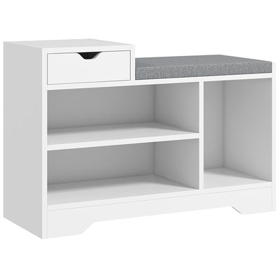 HOMCOM Multi-Compartment Shoe Bench, with Seat - White 