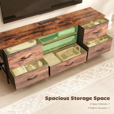 HOMCOM Multi-Storage Industrial TV Stand - Brown/Grey/Black 