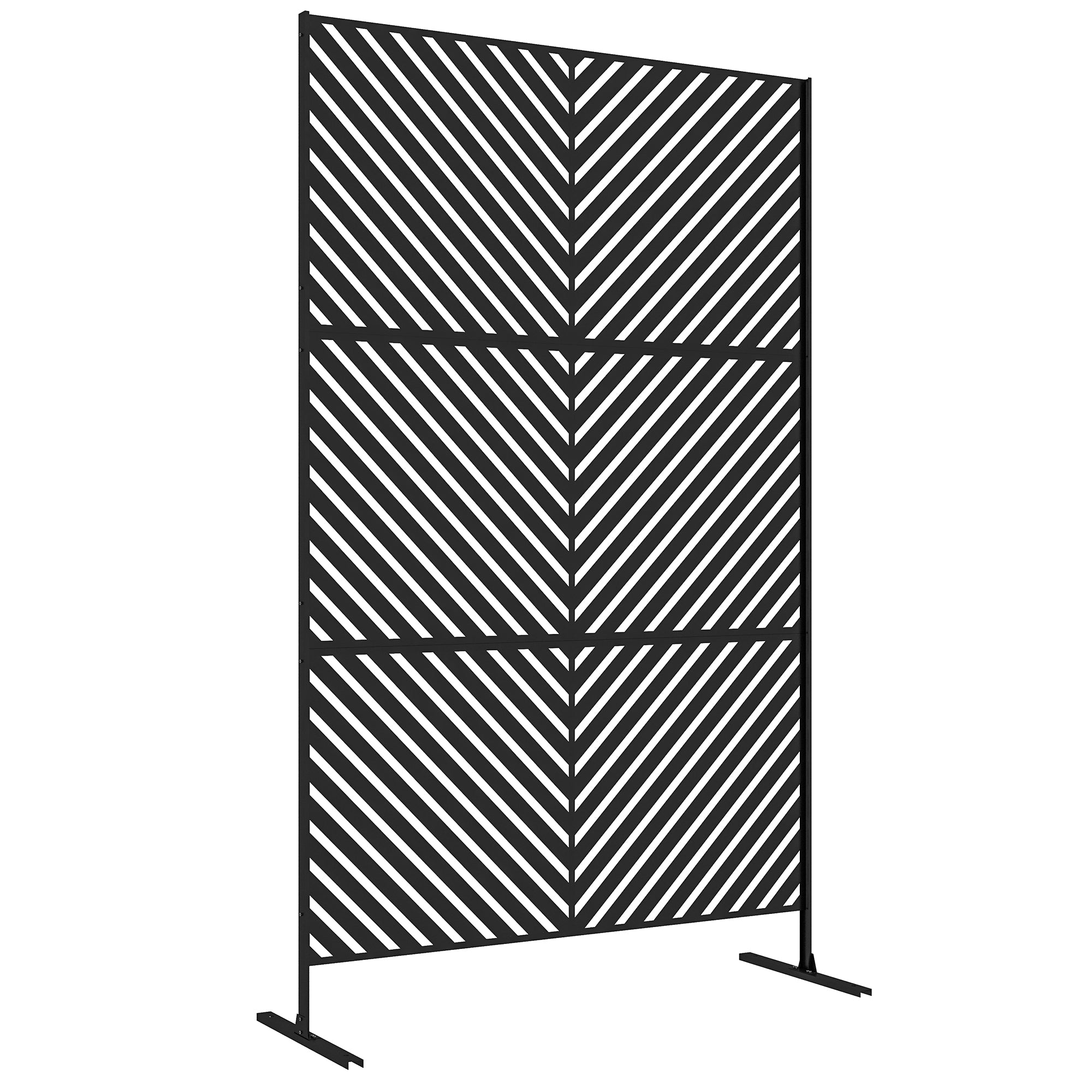 Outsunny 6.5FT Decorative Outdoor Divider, Metal Privacy Screen with Stand, Triangle Style, Black 
