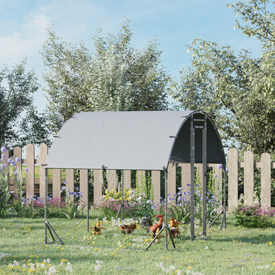 PawHut Walk In Chicken Run Galvanised Chicken Coop Hen Poultry House Cage Rabbit Hutch Pet Playpen Garden with Water-Resist Cover, 2.8 x 1.9 x 2m 