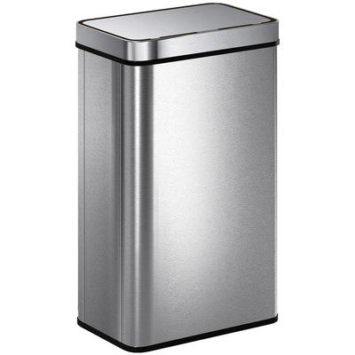 HOMCOM 60 L Sensor Can,  Sensor Bin with Soft-Close Lid, Fingerprint-Proof Stainless Steel, Silver Tone 