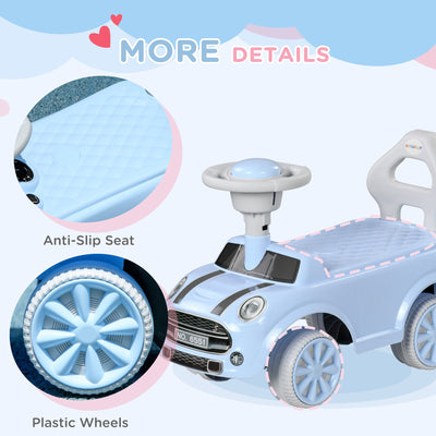AIYAPLAY Foot To Floor Ride On Car Sliding Car w/ Air Horn, Anti-Over-Backwards, 18 to 36 Months - Light Blue 