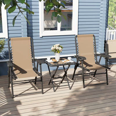 Outsunny Three-Piece Garden Table and Chair Set - Khaki 