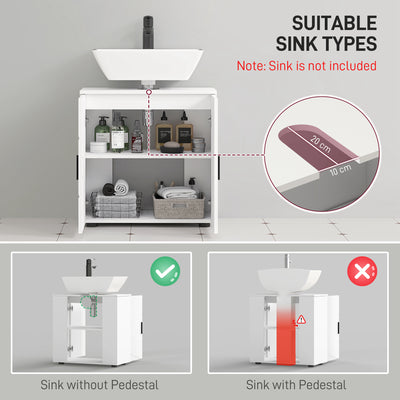 kleankin Under Sink Cabinet with Shelf - White 