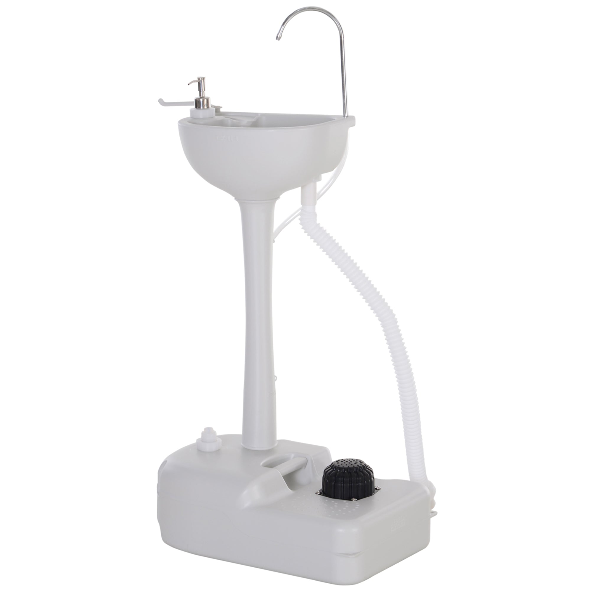 Outsunny Camping Portable Handwash Sink w/ Towel Holder & Soap Dispenser Rolling Wheels Outdoor Drainage Equipment 
