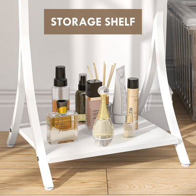 HOMCOM Free Standing Dressing Mirror with LED Lights, Full Length Mirror with 3 Temperature Colours and Storage Shelf 