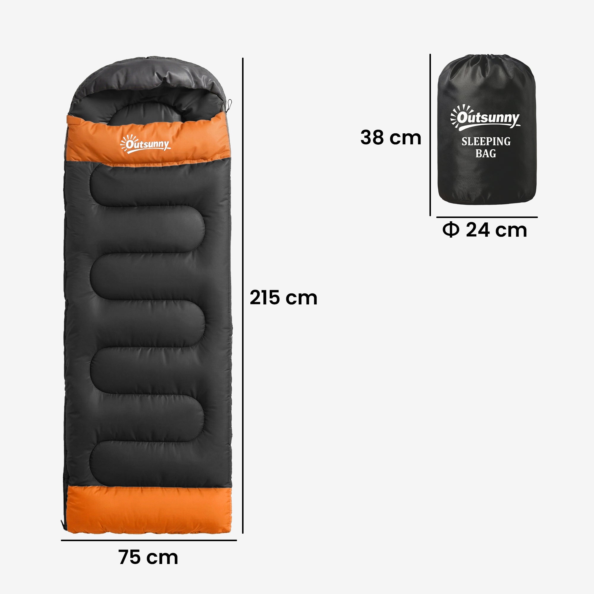 Outsunny Sleeping Bag for Adults, Lightweight & Compact Sleeping Bag, 3 Seasons, Grey 