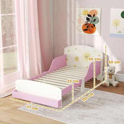 AIYAPLAY Toddler Bed with Storage, Guardrails, Sun Design, for Ages 3-8 Years, Fits 140 x 70cm Mattress, 