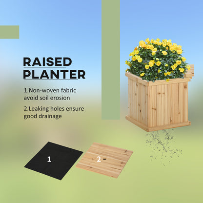 Outsunny 37L Wooden Garden Planter & Bench Combination Garden Raised Bed Patio Park Natural 176 x 38 x 40 cm 