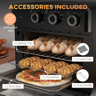 HOMCOM 20L 90-230℃ Mini Convection Oven, with Air Fry Function - Black 