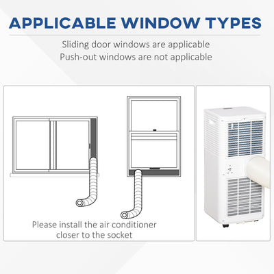 HOMCOM 9000 BTU Portable Air Conditioner for Cooling Dehumidifier Fan, Air Conditioning Unit for Room up to 18m², with Remote, 24H Timer, Window Mount Kit, R290, A Energy Efficiency, 1122W 
