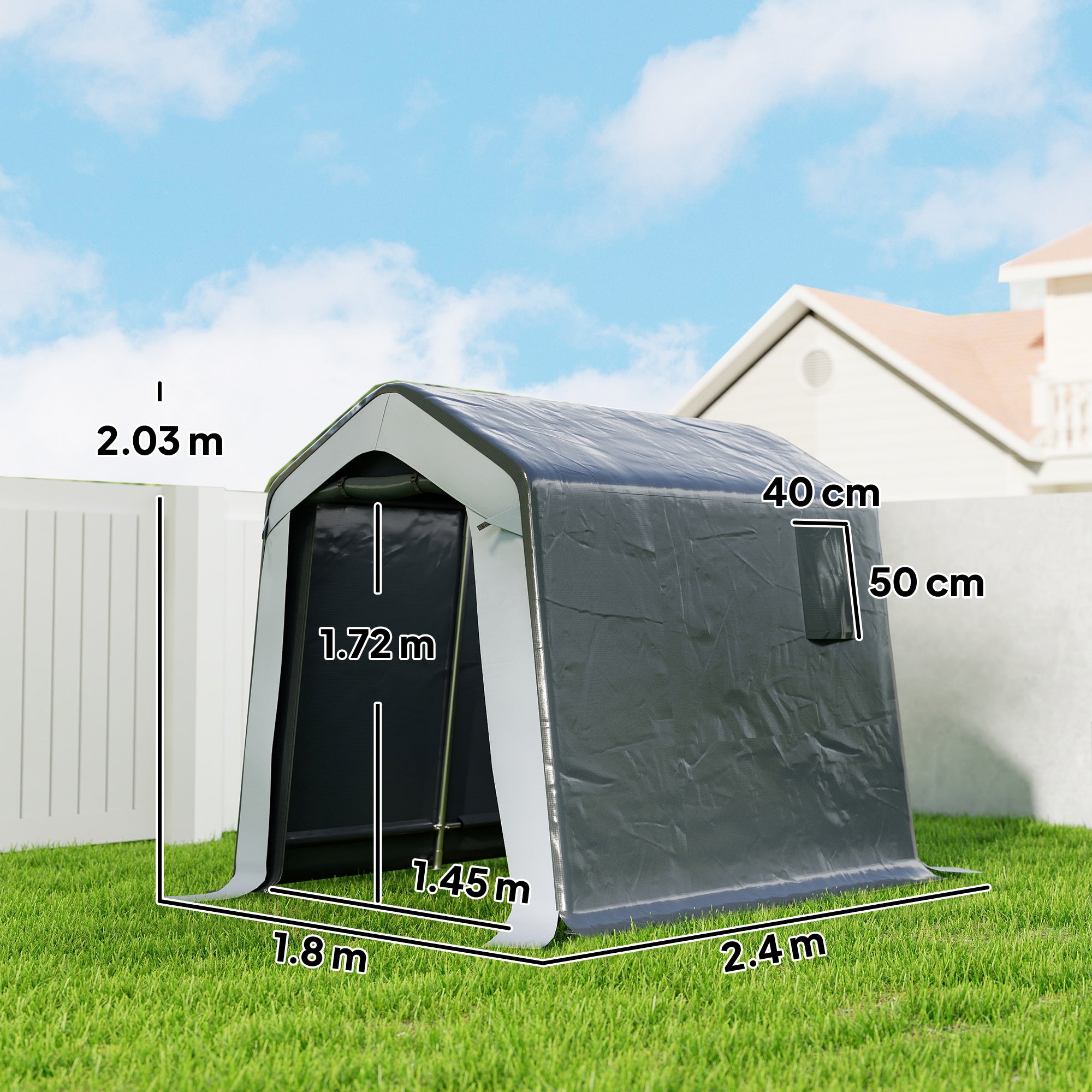 Outsunny 1.8 x 2.4m Garden Storage Shed Tent, Waterproof Portable Shed Shelter for Motorbike, Garden Tools, Bike Storage 