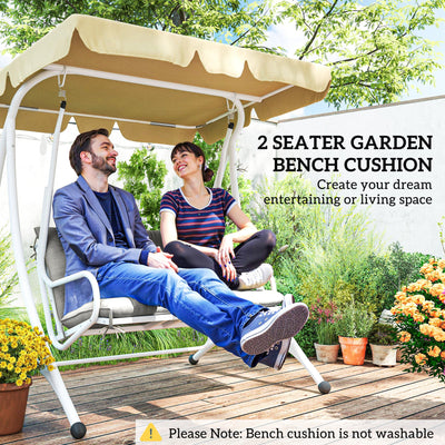 Outsunny 2 Seater Bench Pad, Garden Chair Cushion with Back and Ties for Indoor and Outdoor Use, 98 x 100 cm, Light Grey 