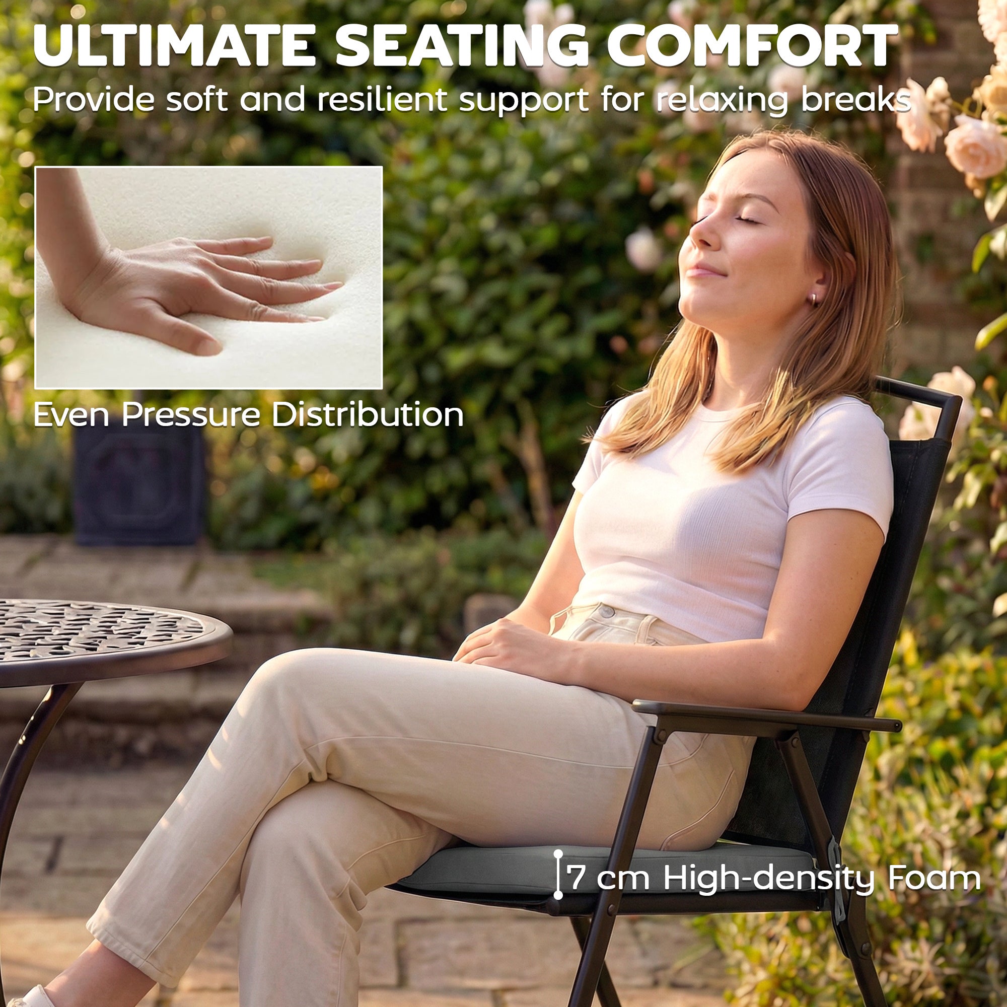 Outsunny Set of 6 Outdoor Seat Cushions with Machine Washable Cover, Water Repellent Seat Cushions Dark Grey 