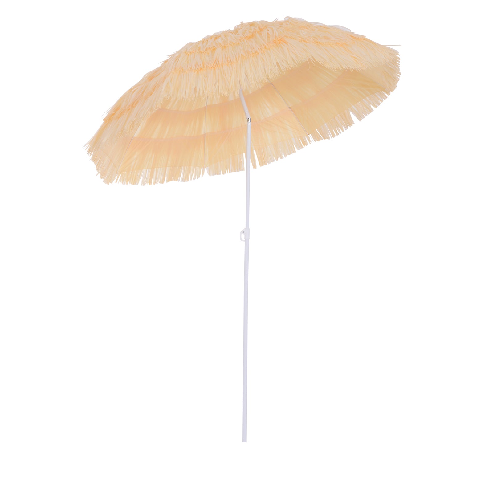 Outsunny 1.6m Patio Garden Hawaii Beach Sun Umbrella Sunshade Hawaiian Folding Tilting Crank Parasol (Wheat) 
