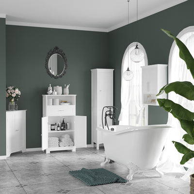 kleankin Tall Bathroom Storage Unit, Slim Bathroom Cabinet with Adjustable Shelves and Double Door, White 