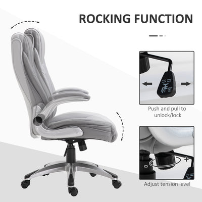 Vinsetto Faux Leather Executive Swivel Office Chair - Grey 