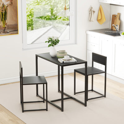 HOMCOM Dining Table and Chairs Set 2, Dining Room Sets, Rectangular Space Saving Table and 2 Chairs for Compact Kitchens, Steel Frame, Black 
