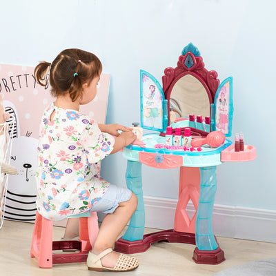 AIYAPLAY 31 Piece Kids Dressing Playset, with Magical Princess Mirror, Light and Sound - Pink and Blue 