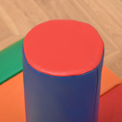 HOMCOM Soft Play Set, 7 Piece Soft Foam Blocks, Toddler Climb and Crawl Activity Play Set for 1-3 Years, Soft Play Equipment for Building and Stacking, Educational Play, Red 