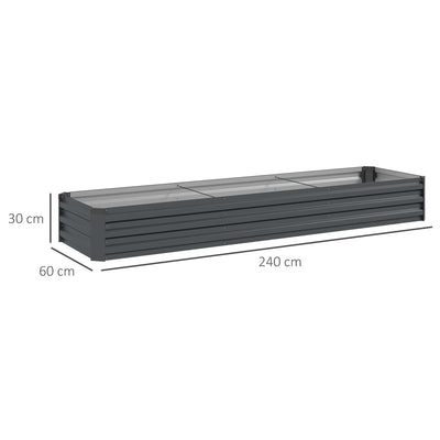 Outsunny 60 x 240cm Galvanised Steel Planter, with Open Bottom 